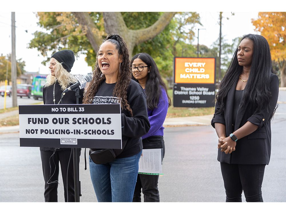 Advocacy group stages rally in London to keep police out of schools