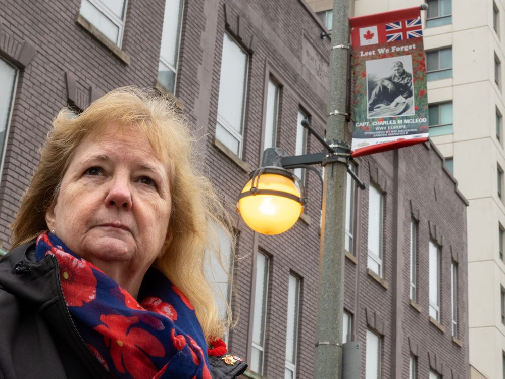 In downtown London, banners revive soldiers’ stories for Remembrance Day