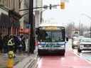 New two-way bus traffic on one-way street confounds drivers