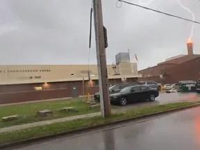 SEE IT: Lightning strikes London high school, nixing grad ceremony